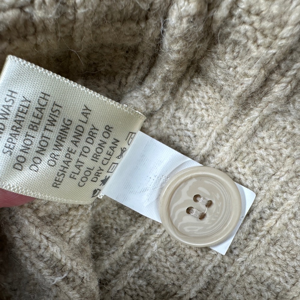 Max Studio London Textured Wool Blend Waffle Knit Cardigan Sweater XL Beige Boho - Picture 9 of 11